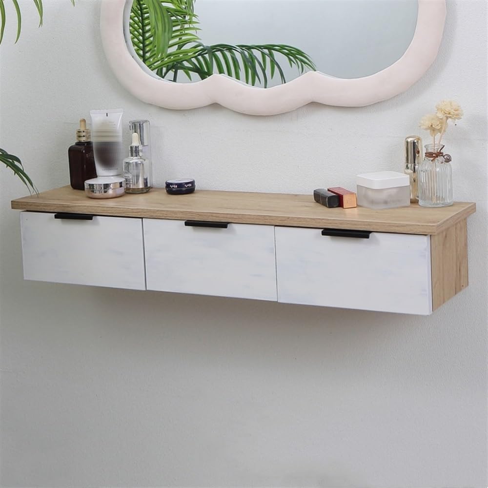 Wood Wall‑Mounted Floating Makeup Vanity Desk