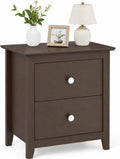 Espresso 2‑Drawer Bedroom Nightstand Side Table