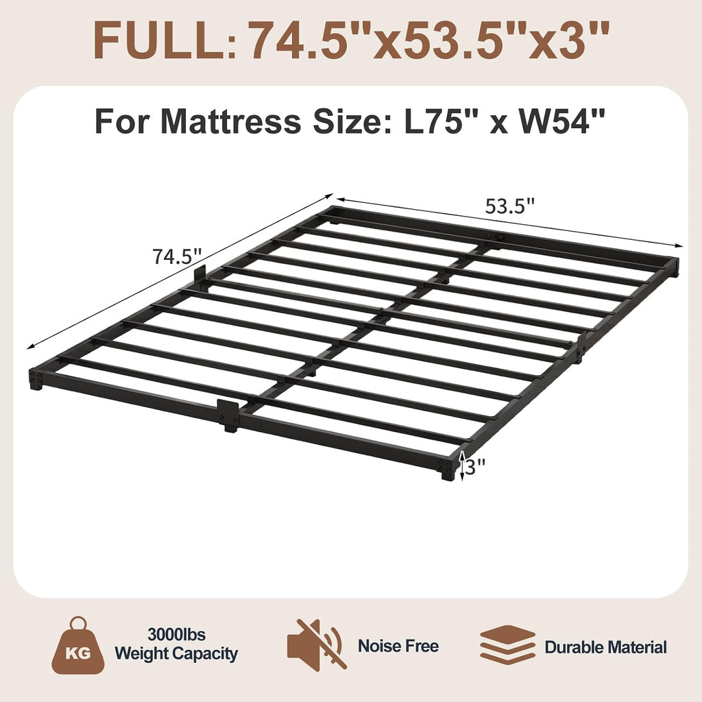 Black Full‑Size Metal Platform Bed Frame