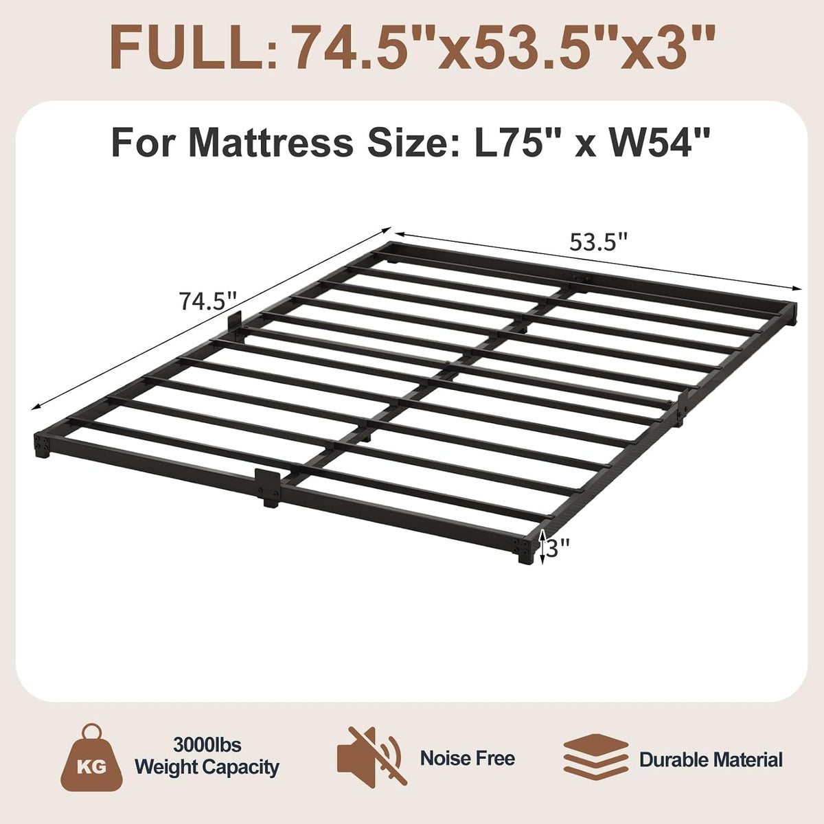 Black Full‑Size Metal Platform Bed Frame