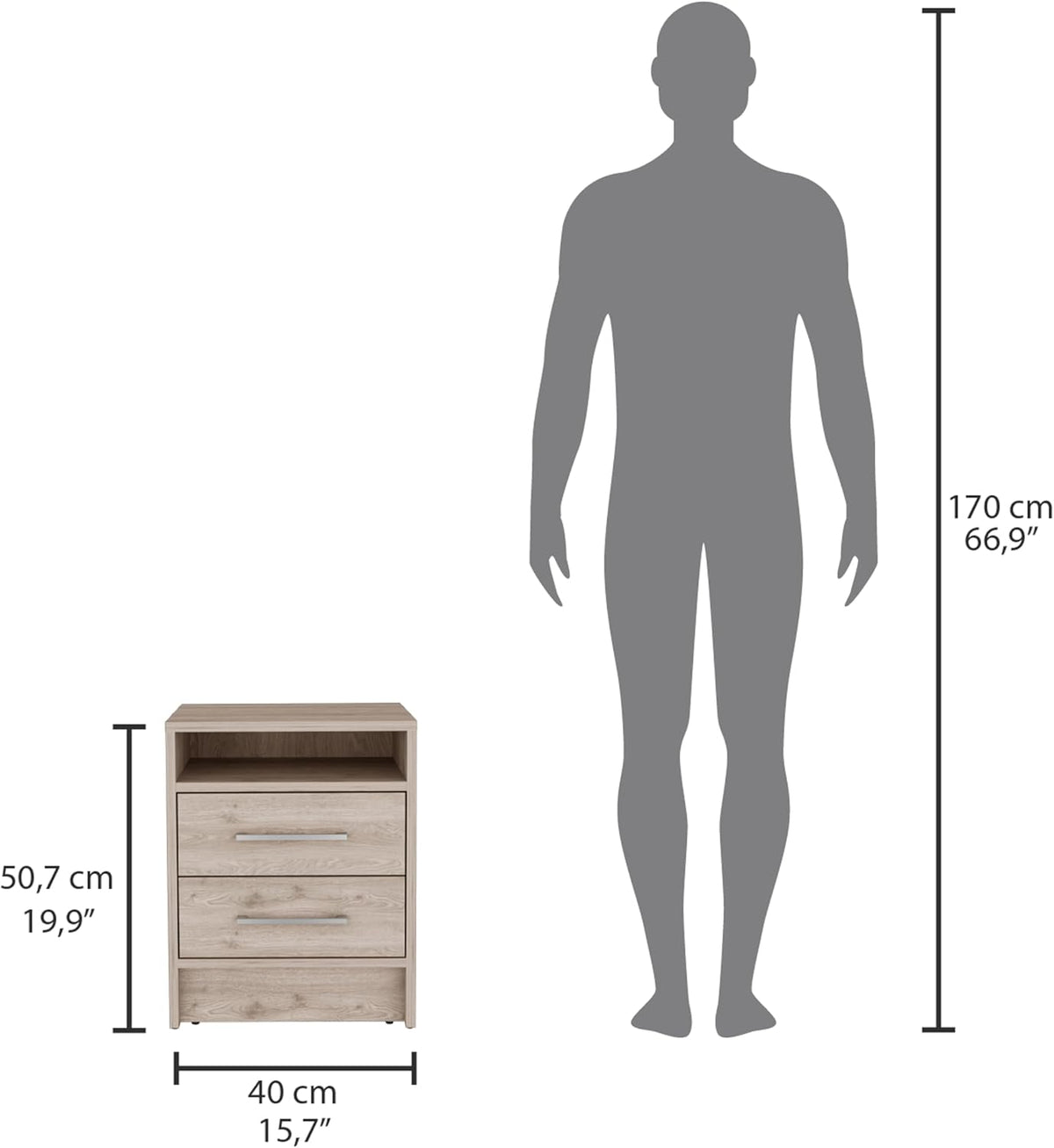 Gray Storage Drawer Bedroom Nightstand Table