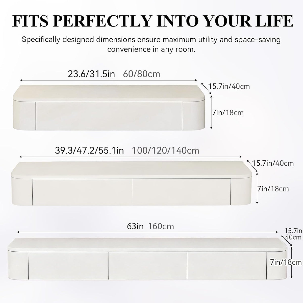 White Wall‑Mounted Floating Makeup Vanity Desk