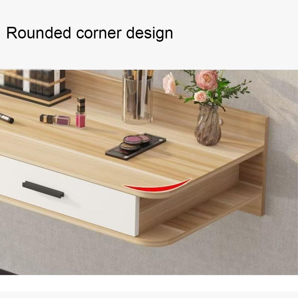 Natural Wall‑Mounted Makeup Vanity Desk