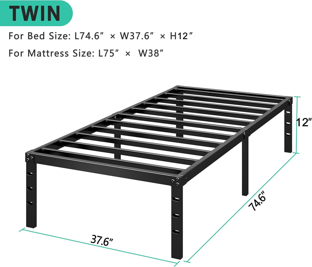Black Twin‑Size Metal Platform Bed Frame