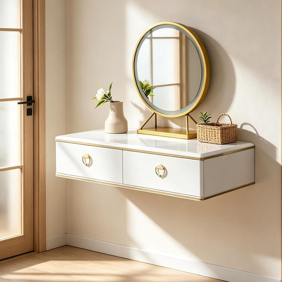 Wall‑Mounted Drawer Floating Vanity Desk