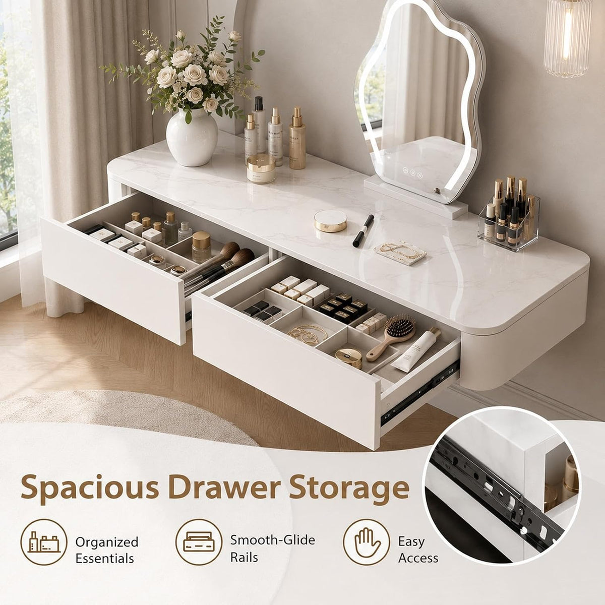 Wall‑Mounted Floating Makeup Vanity Desk