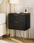 Black Charging‑Station Bedroom Nightstand Table
