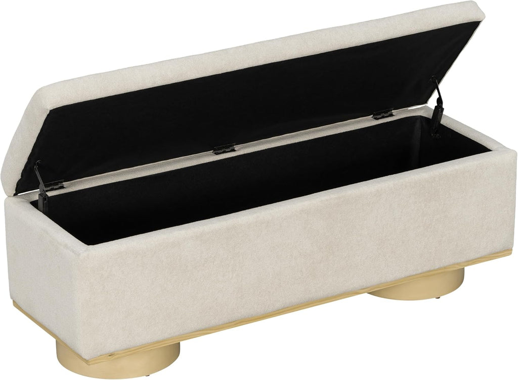 Oatmeal Lift‑Top Upholstered Storage Bench