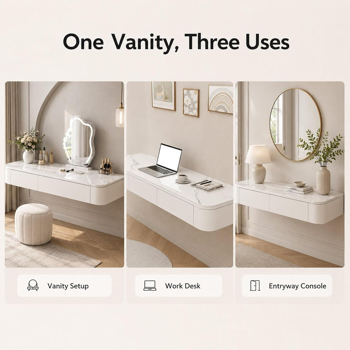 Wall‑Mounted Floating Makeup Vanity Desk