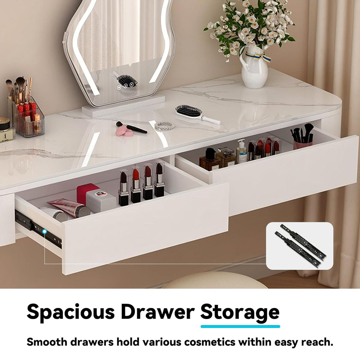 Corner Wall‑Mounted Floating Vanity Desk
