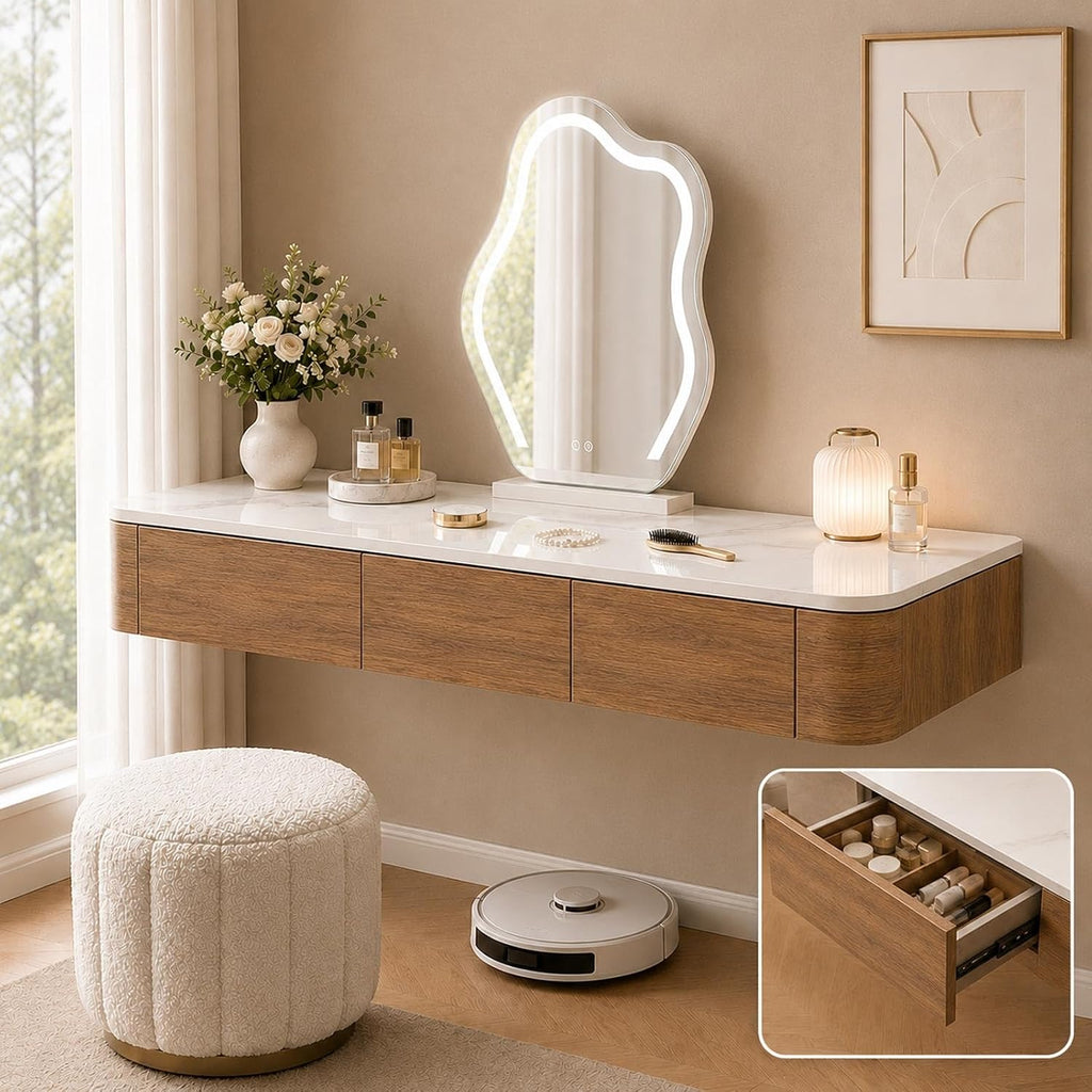 Wall‑Mounted Floating Makeup Vanity Desk