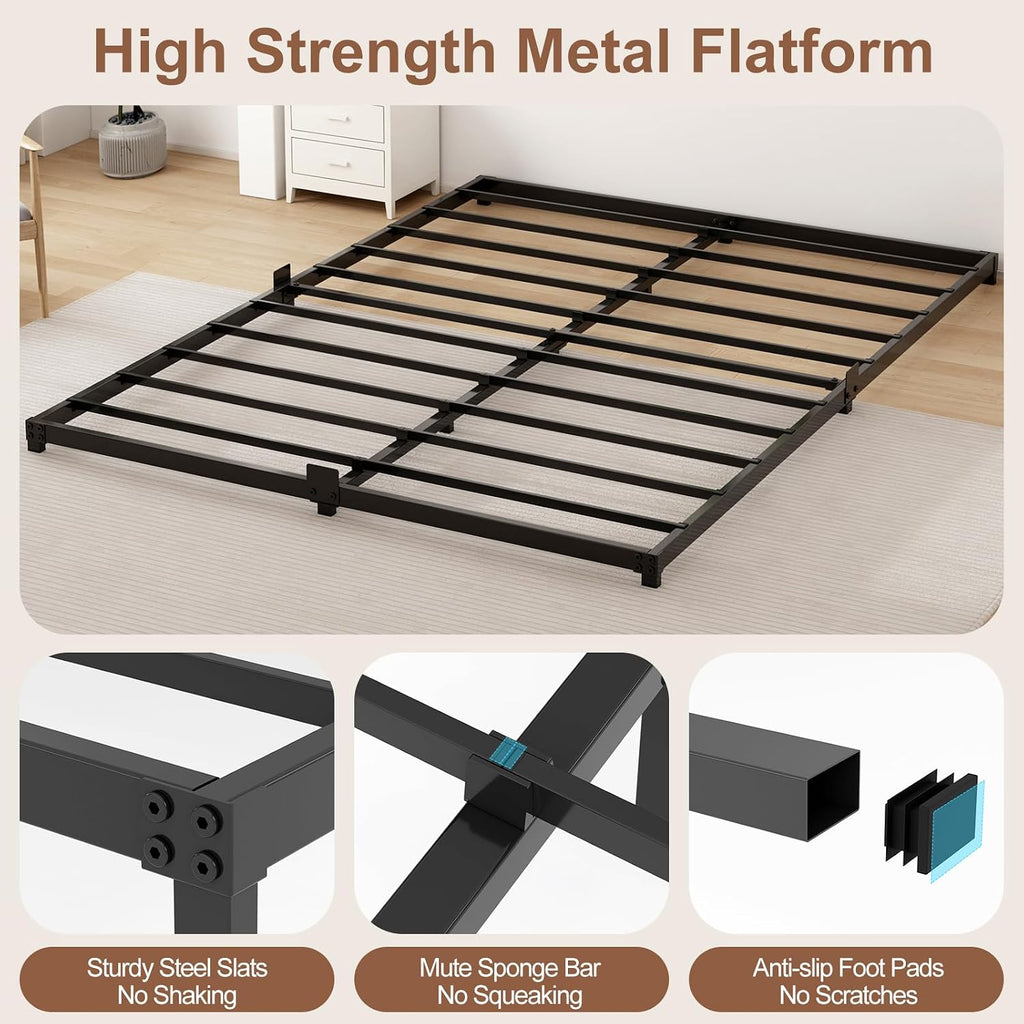 Black Full‑Size Metal Platform Bed Frame
