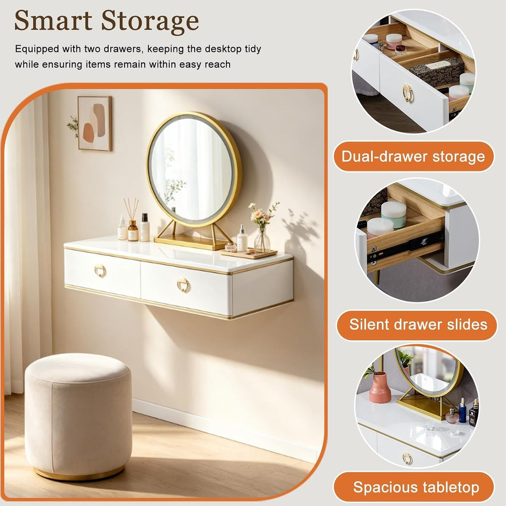 Wall‑Mounted Drawer Floating Vanity Desk