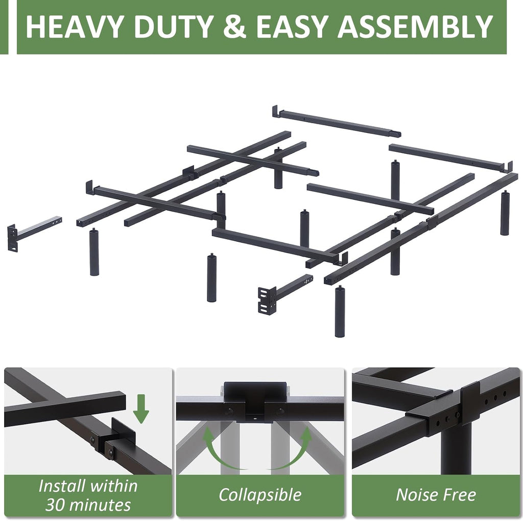 Black King‑Size Metal Platform Bed Frame
