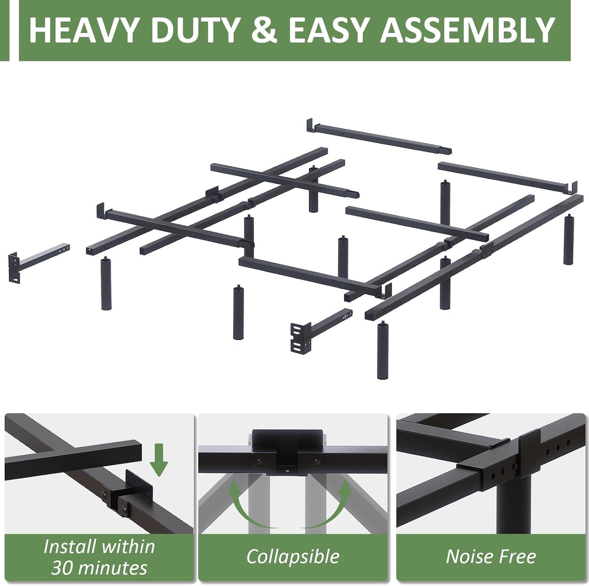 Black King‑Size Metal Platform Bed Frame