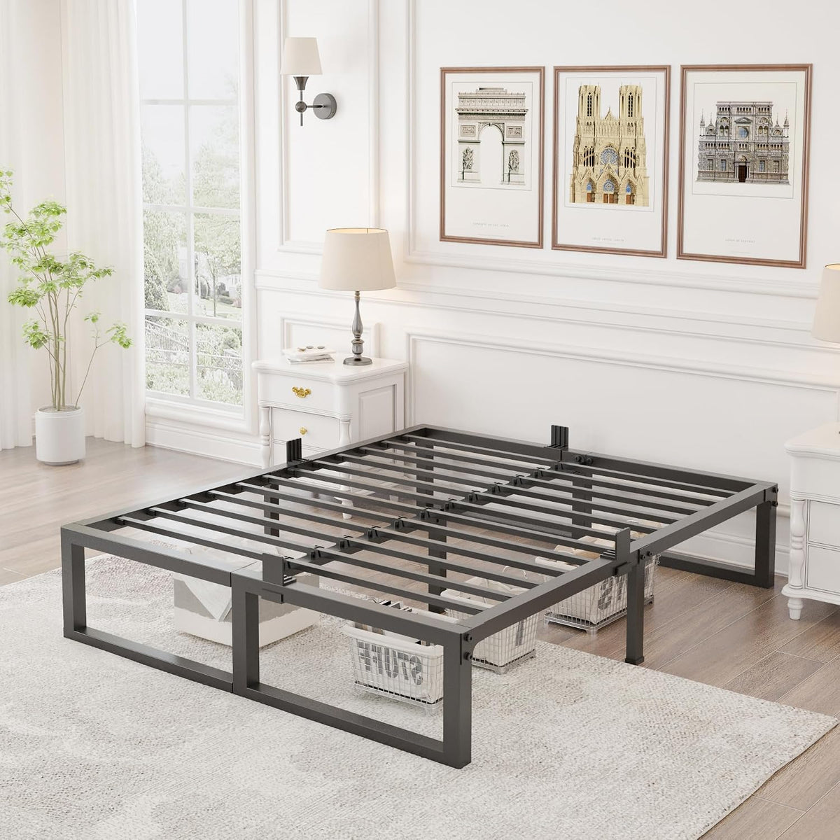Heavy‑Duty Queen Metal Platform Bed Frame