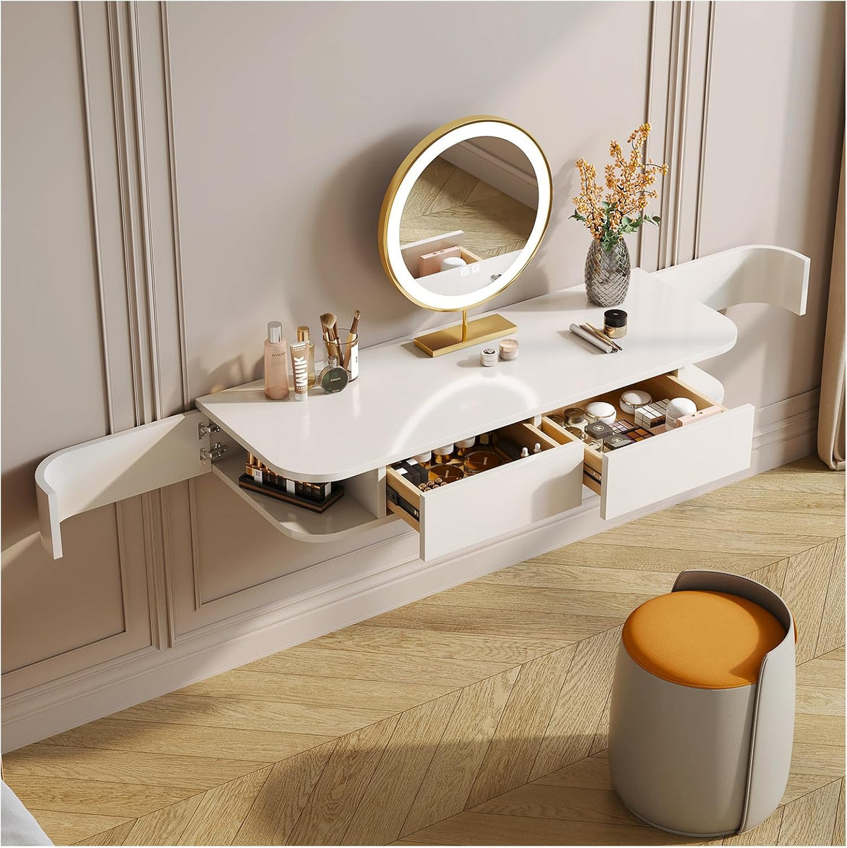 Wall‑Mount Floating Makeup Vanity Desk
