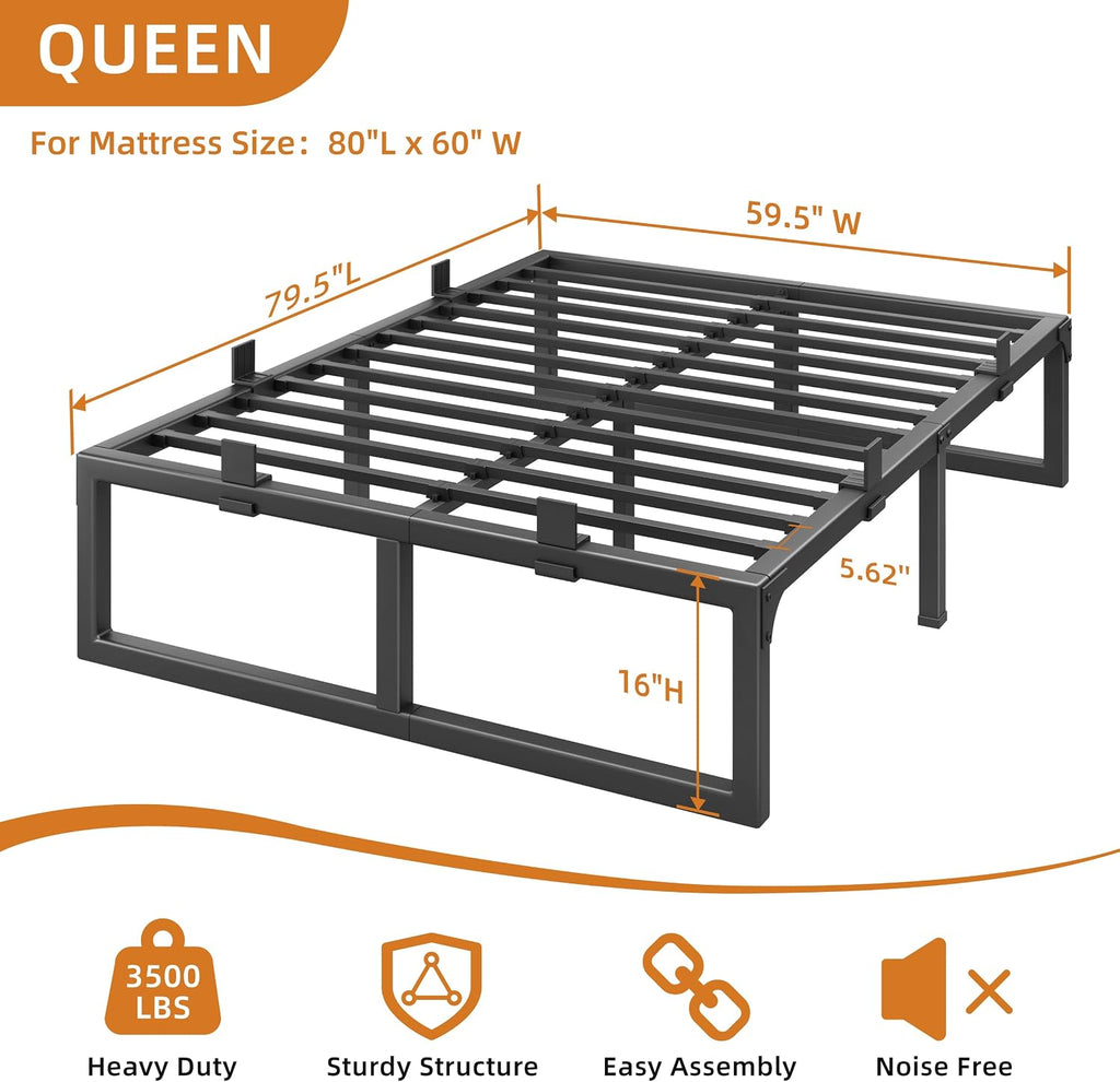 Queen‑Size Metal Platform Bed Frame