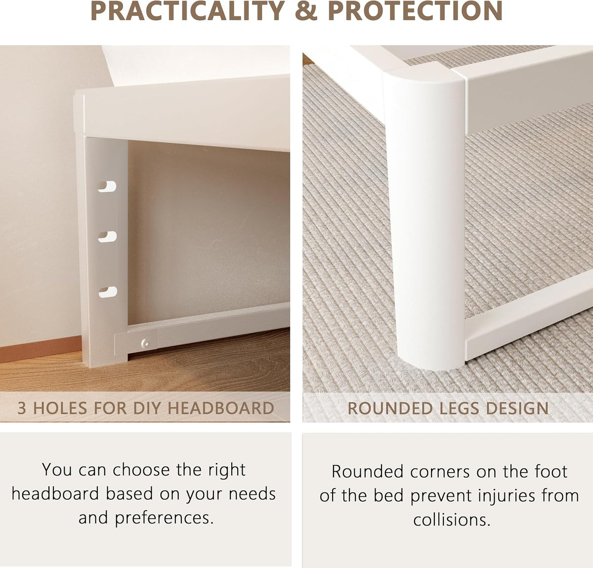 White Full‑Size Metal Platform Bed Frame
