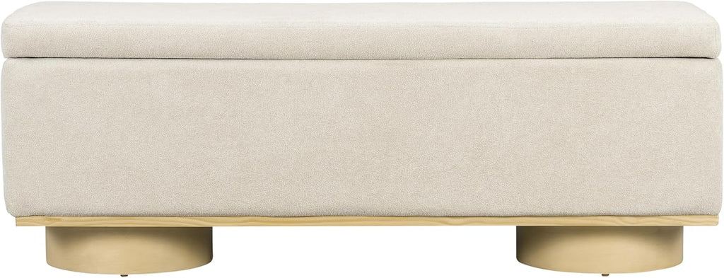 Oatmeal Lift‑Top Upholstered Storage Bench