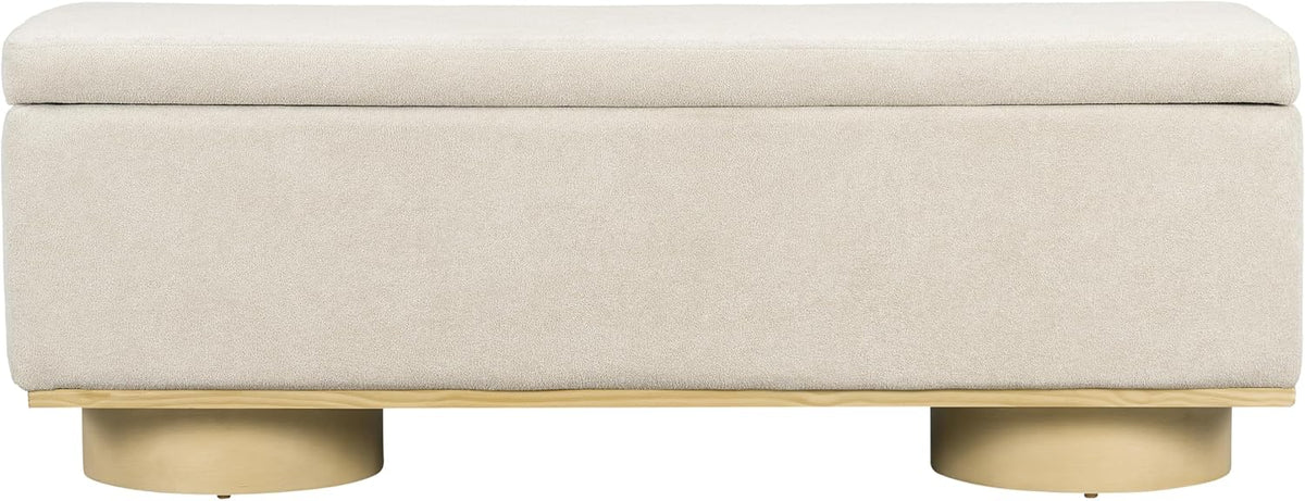 Oatmeal Lift‑Top Upholstered Storage Bench