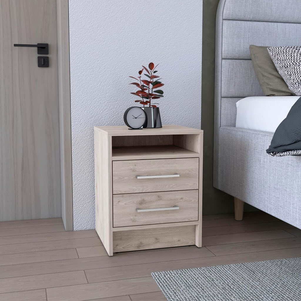 Gray Storage Drawer Bedroom Nightstand Table