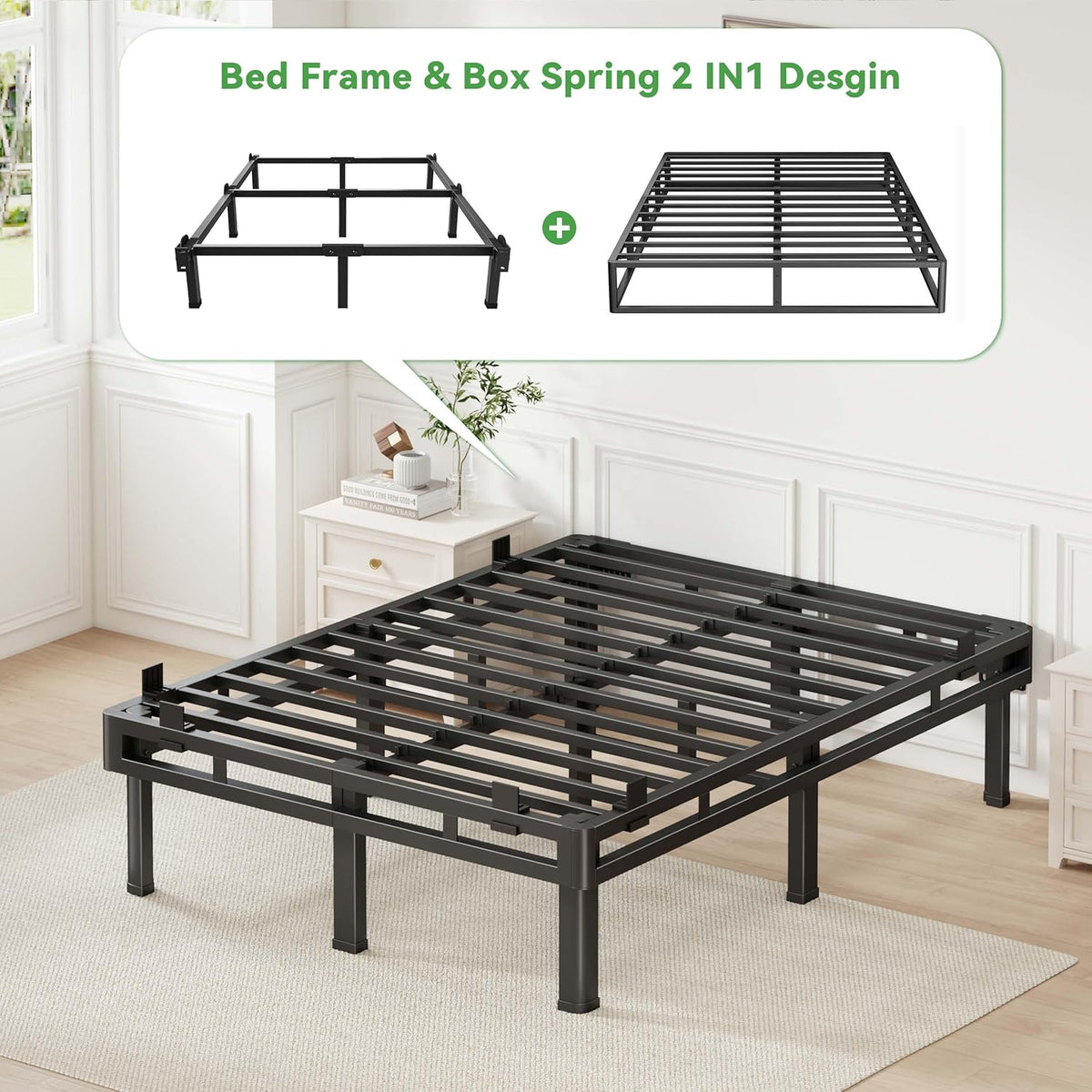 Queen Metal Platform Bed Frame Support