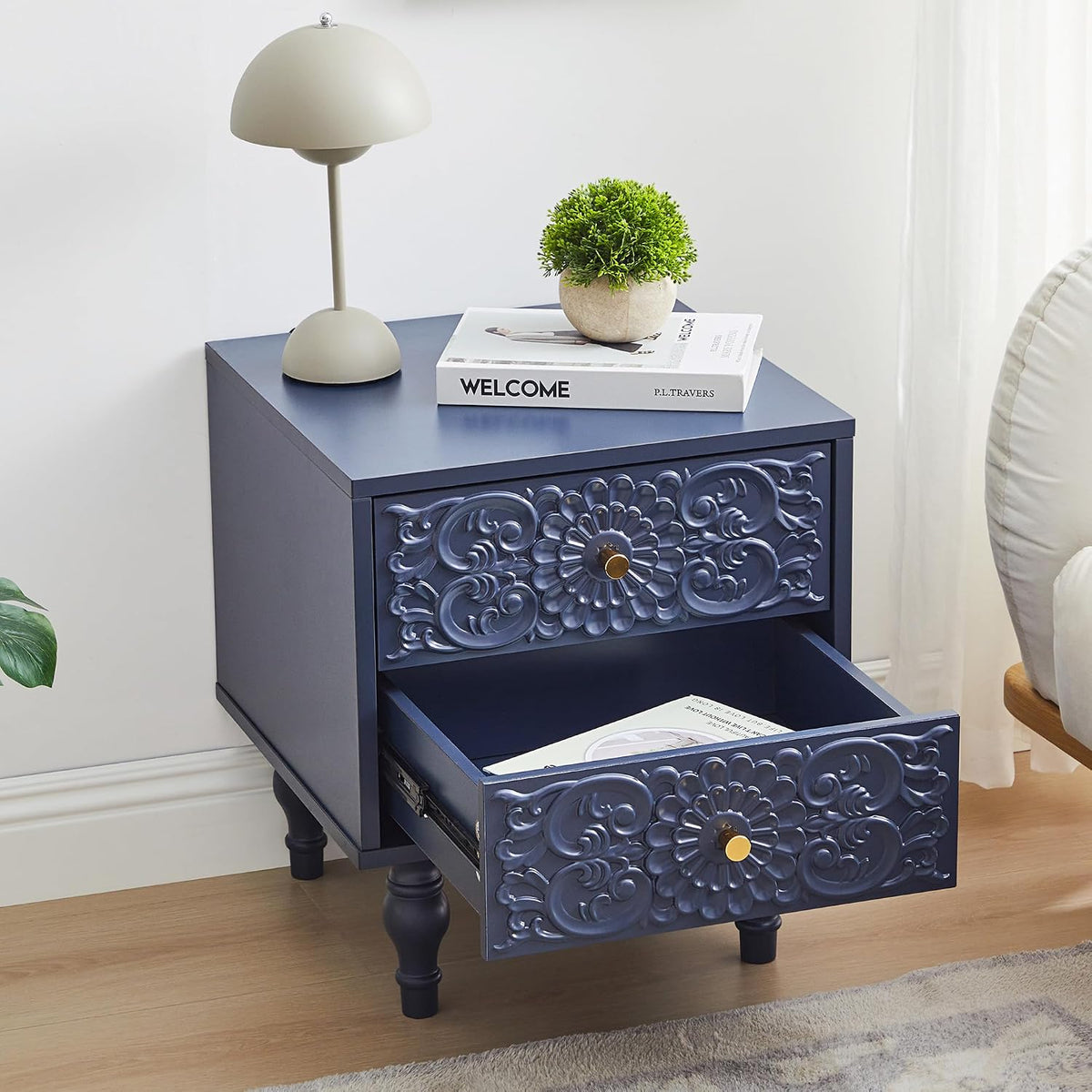 Farmhouse 2‑Drawer Bedroom Nightstand Table