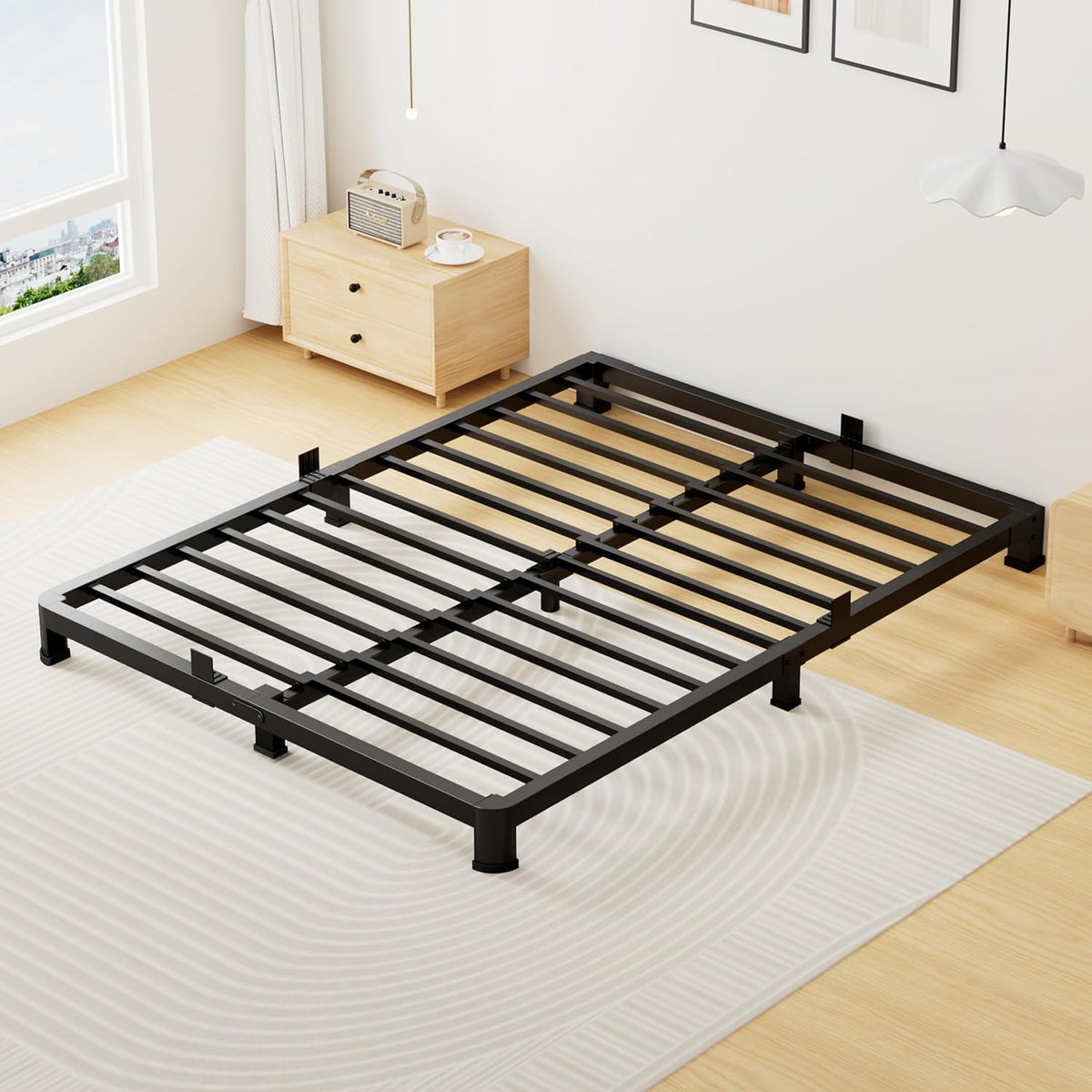 Low‑Profile Queen Metal Bed Frame