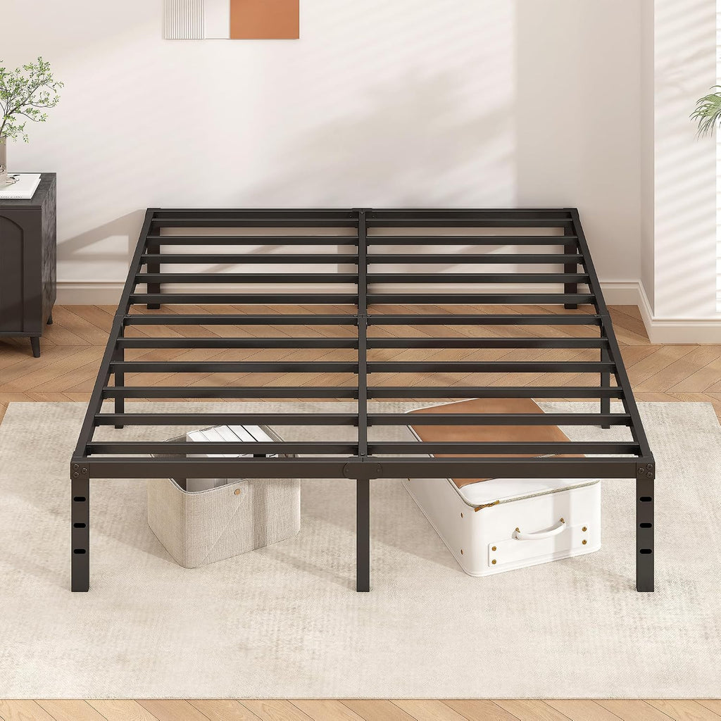 Black Queen‑Size Metal Platform Bed Frame