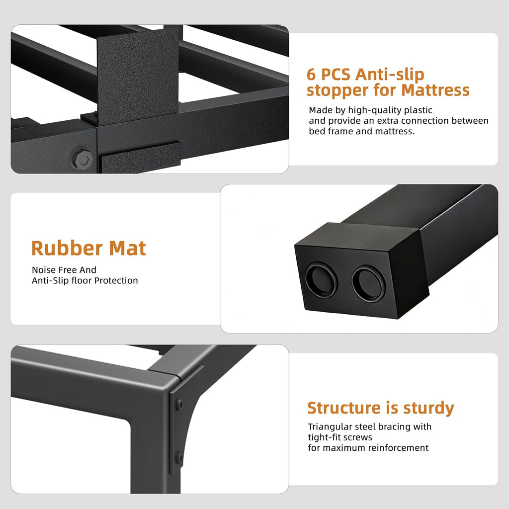 Queen‑Size Metal Platform Bed Frame