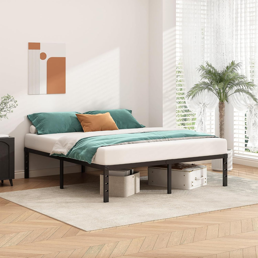 Black Queen‑Size Metal Platform Bed Frame