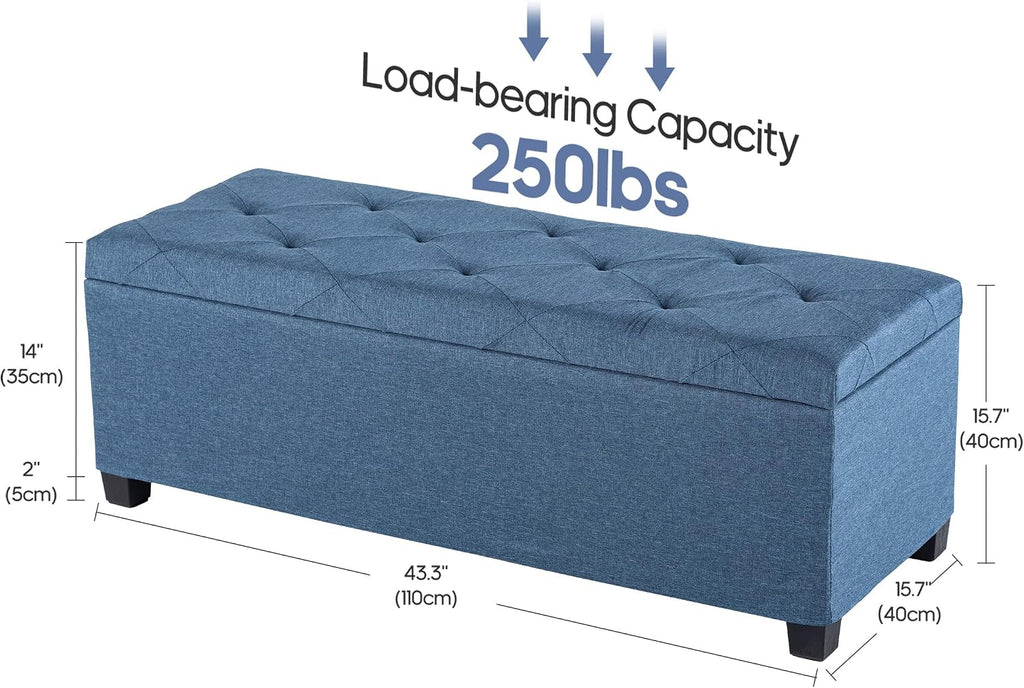 Large Upholstered Storage Ottoman Bench