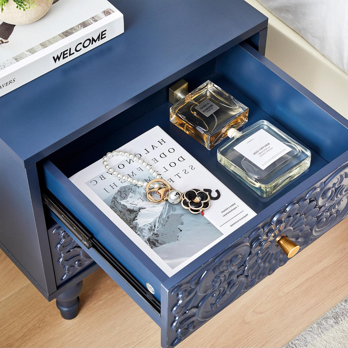 Farmhouse 2‑Drawer Bedroom Nightstand Table