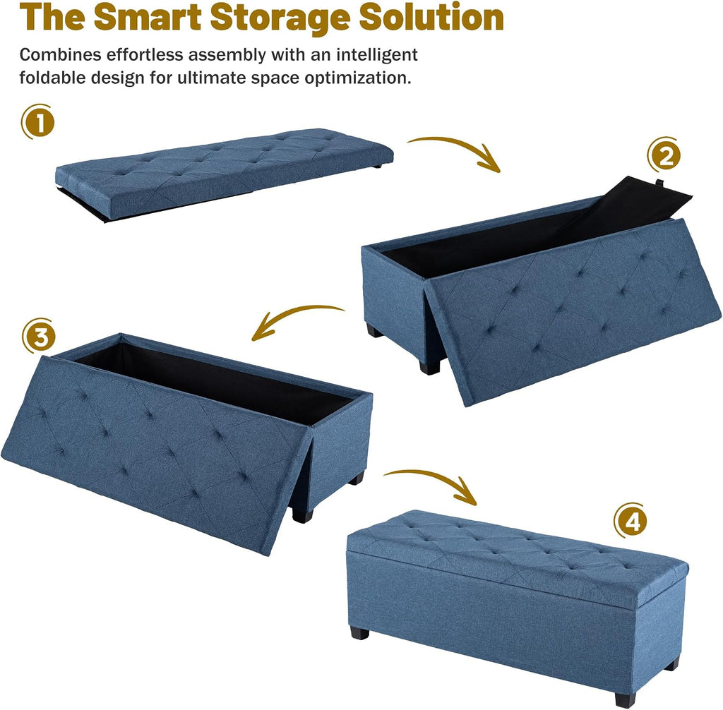 Large Upholstered Storage Ottoman Bench