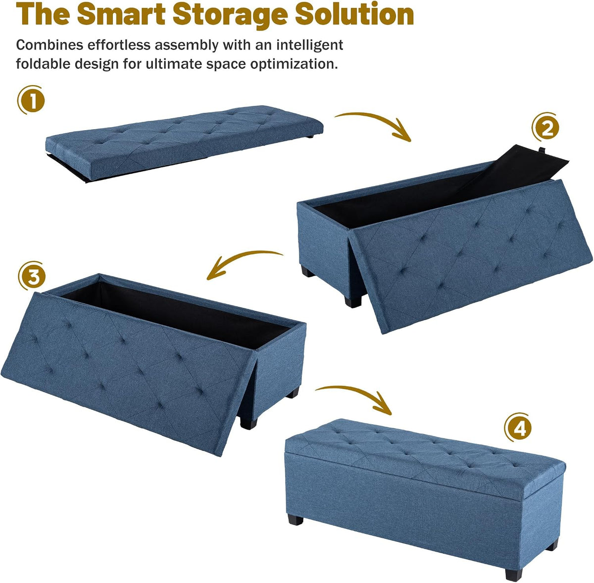 Large Upholstered Storage Ottoman Bench
