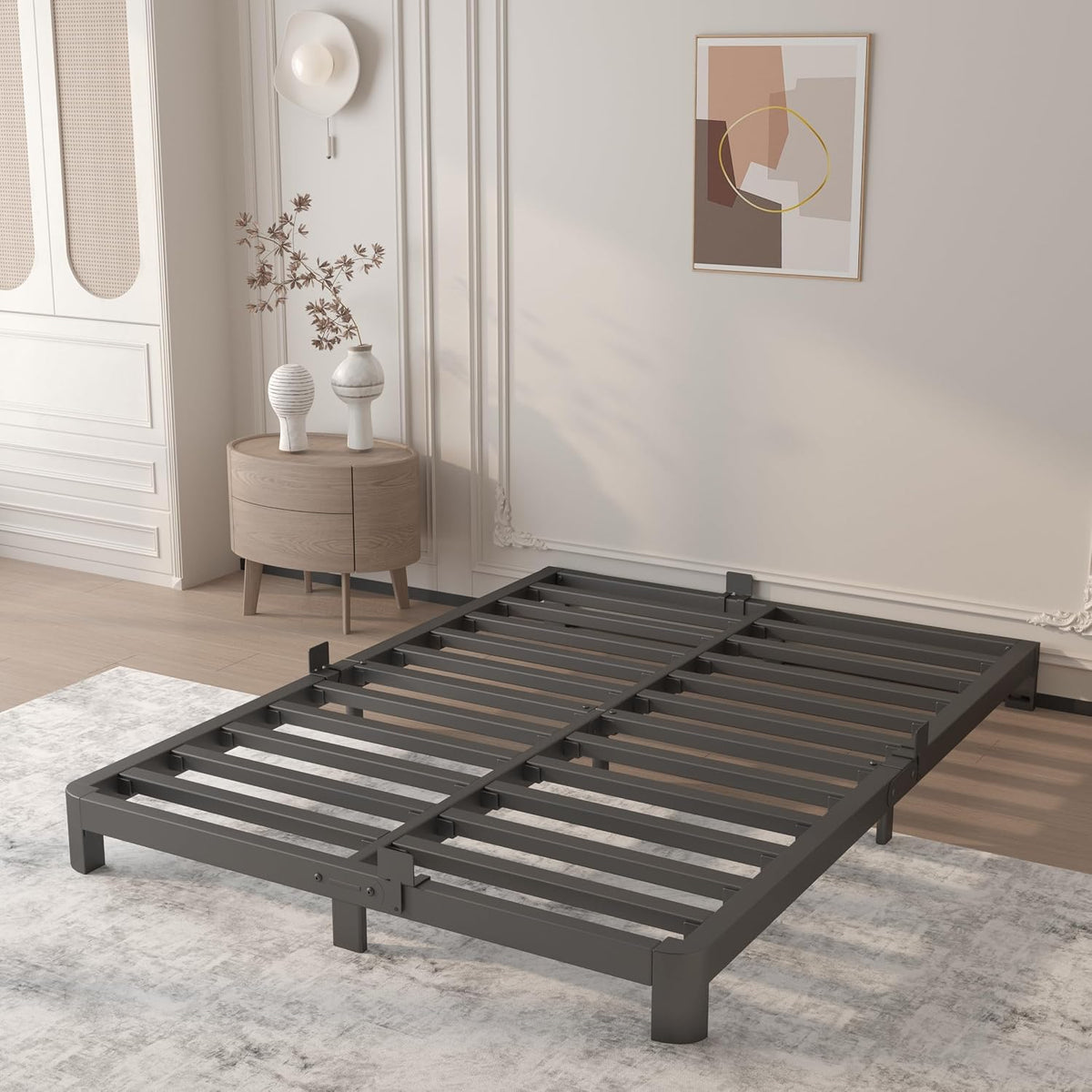Black Queen Metal Platform Bed Frame