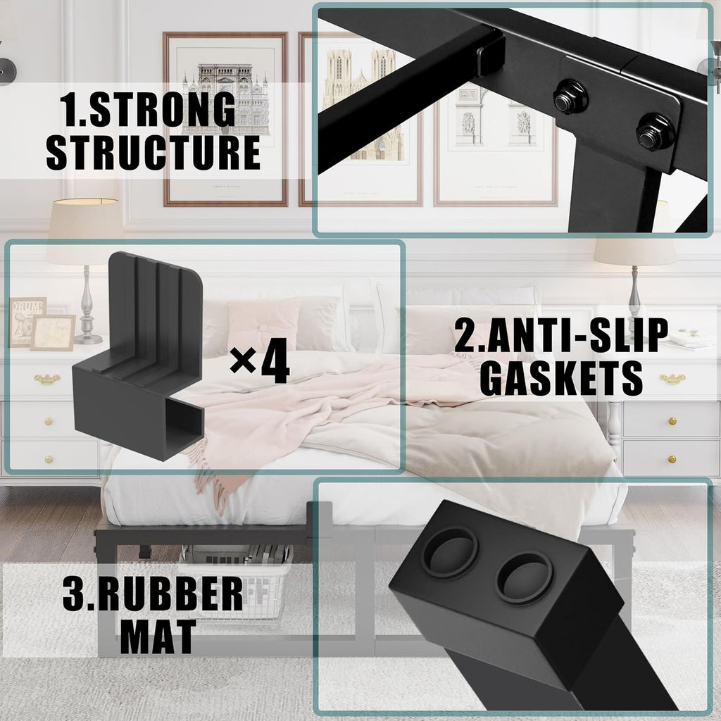 Heavy‑Duty Queen Metal Platform Bed Frame