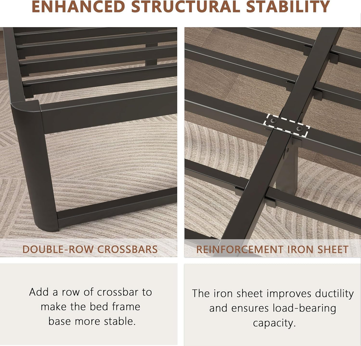 Black Queen Metal Platform Bed Frame
