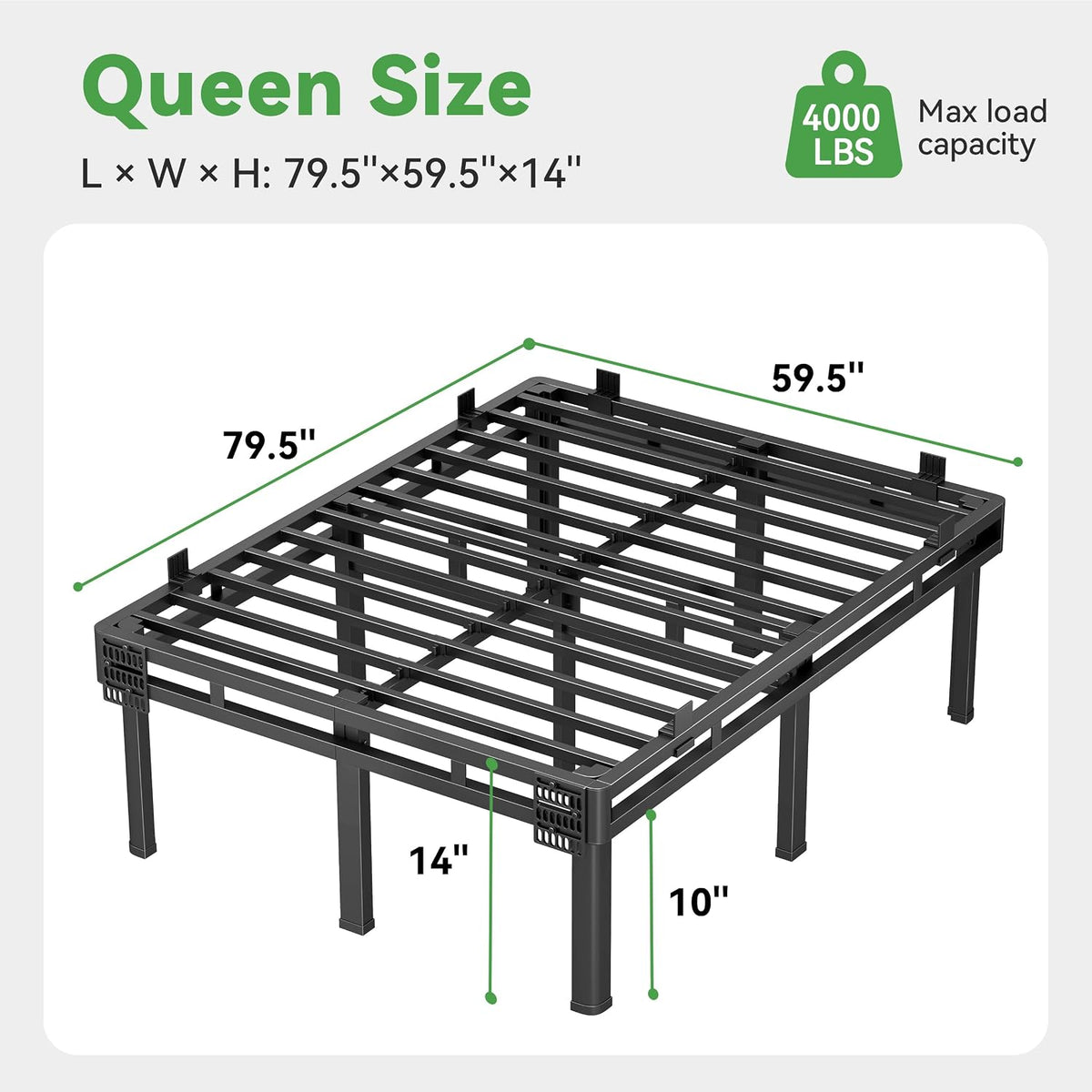 Queen Metal Platform Bed Frame Support