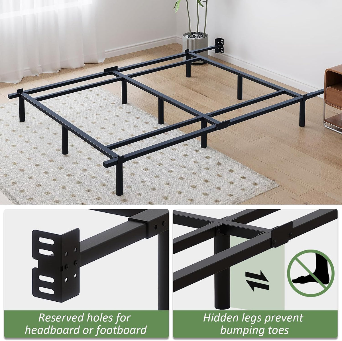Black King‑Size Metal Platform Bed Frame