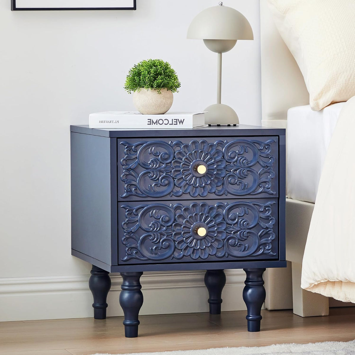 Farmhouse 2‑Drawer Bedroom Nightstand Table