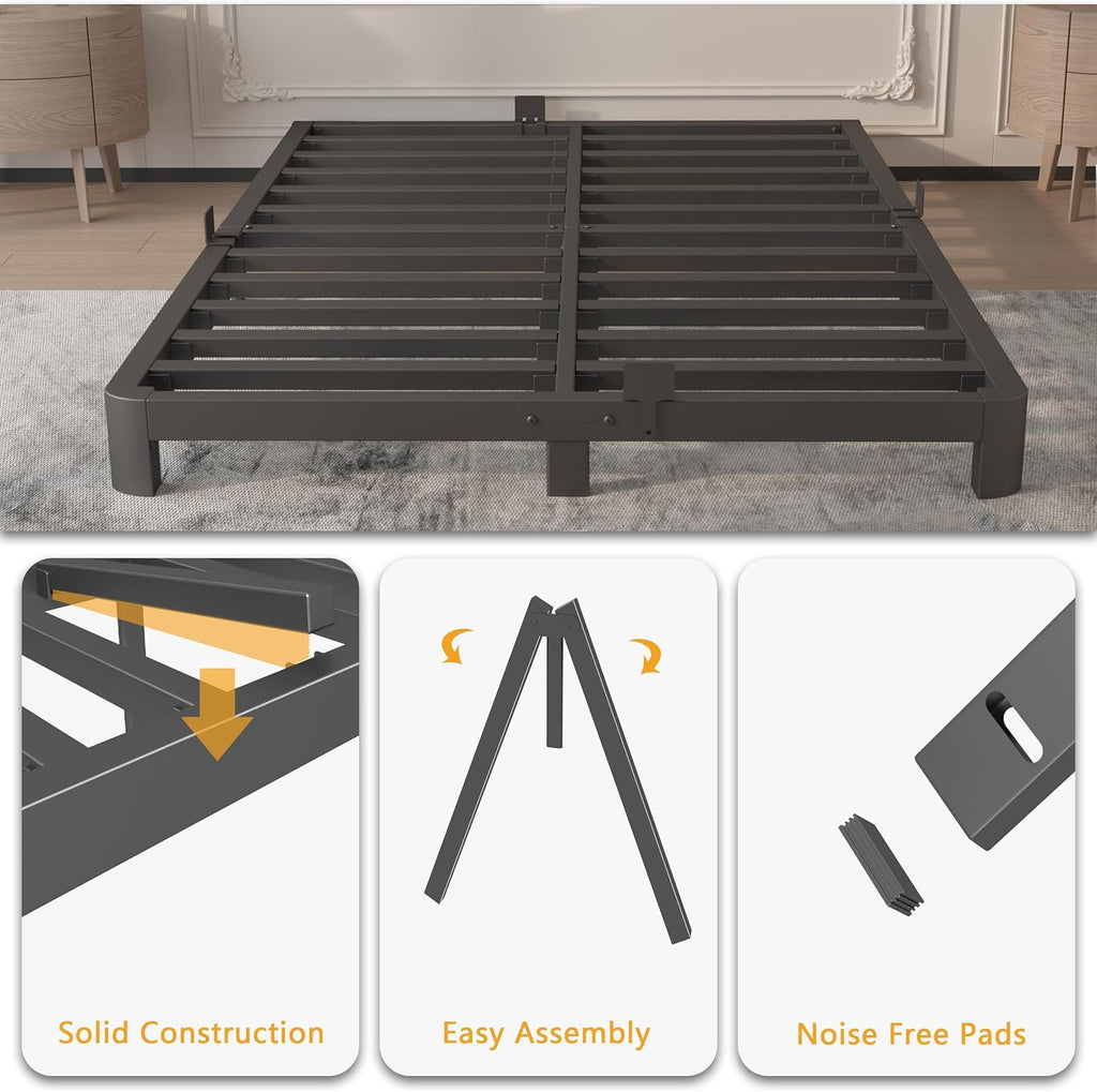 Black Queen Metal Platform Bed Frame