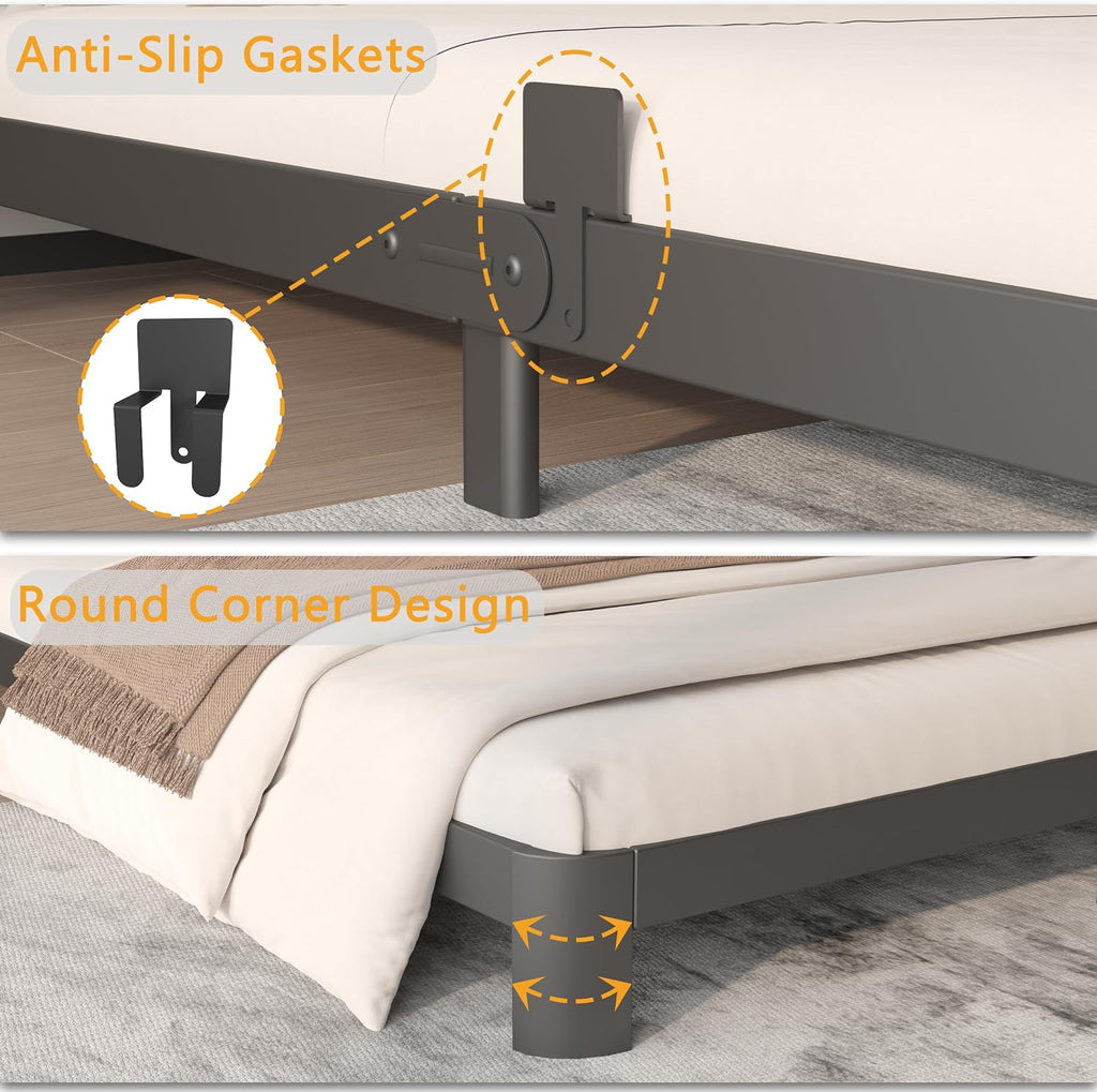 Black Queen Metal Platform Bed Frame