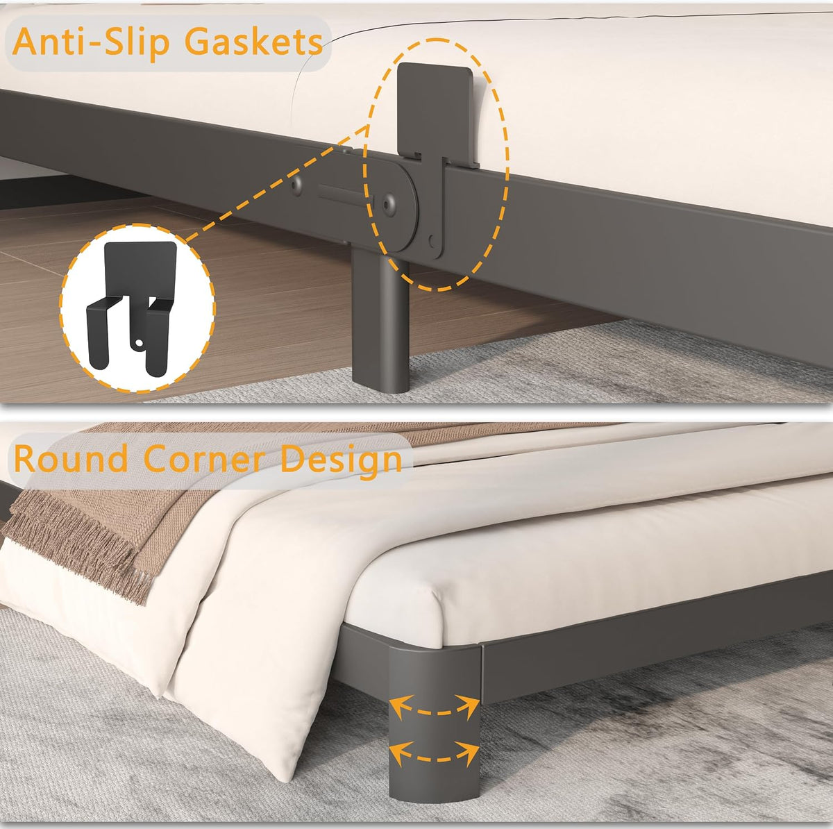 Black Queen Metal Platform Bed Frame