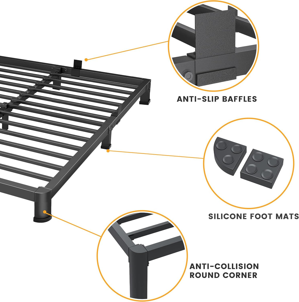 Low‑Profile Queen Metal Bed Frame