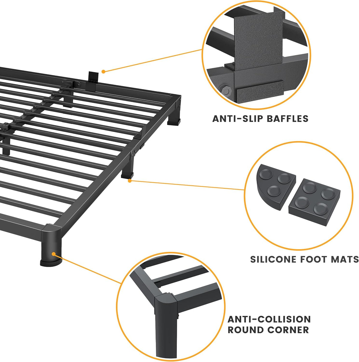 Low‑Profile Queen Metal Bed Frame