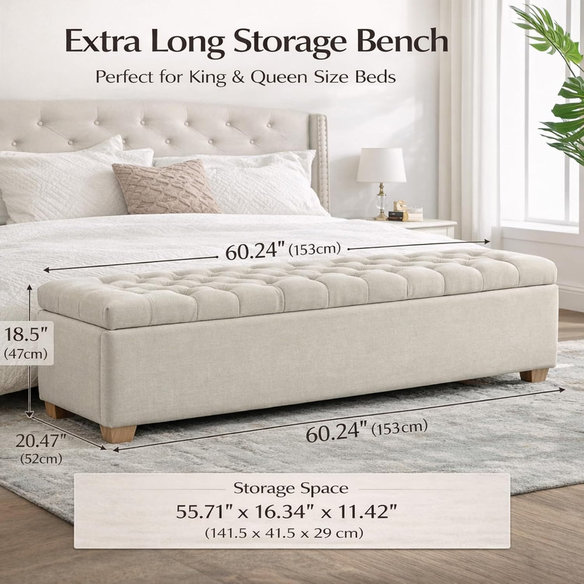 Chenille Upholstered Storage Ottoman Bench