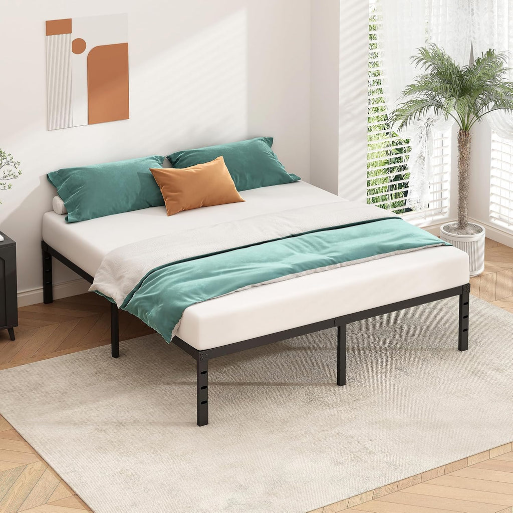Black Queen‑Size Metal Platform Bed Frame
