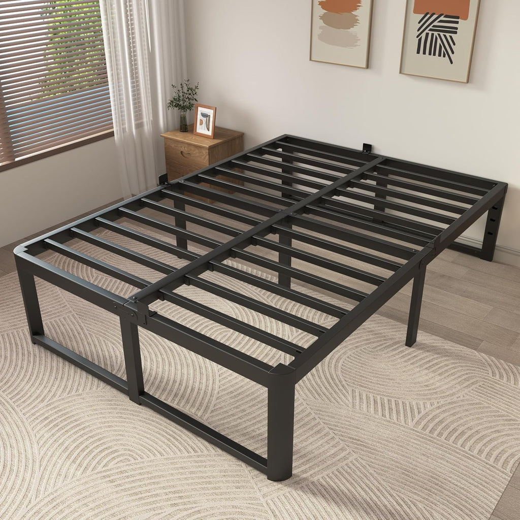 Black Queen Metal Platform Bed Frame